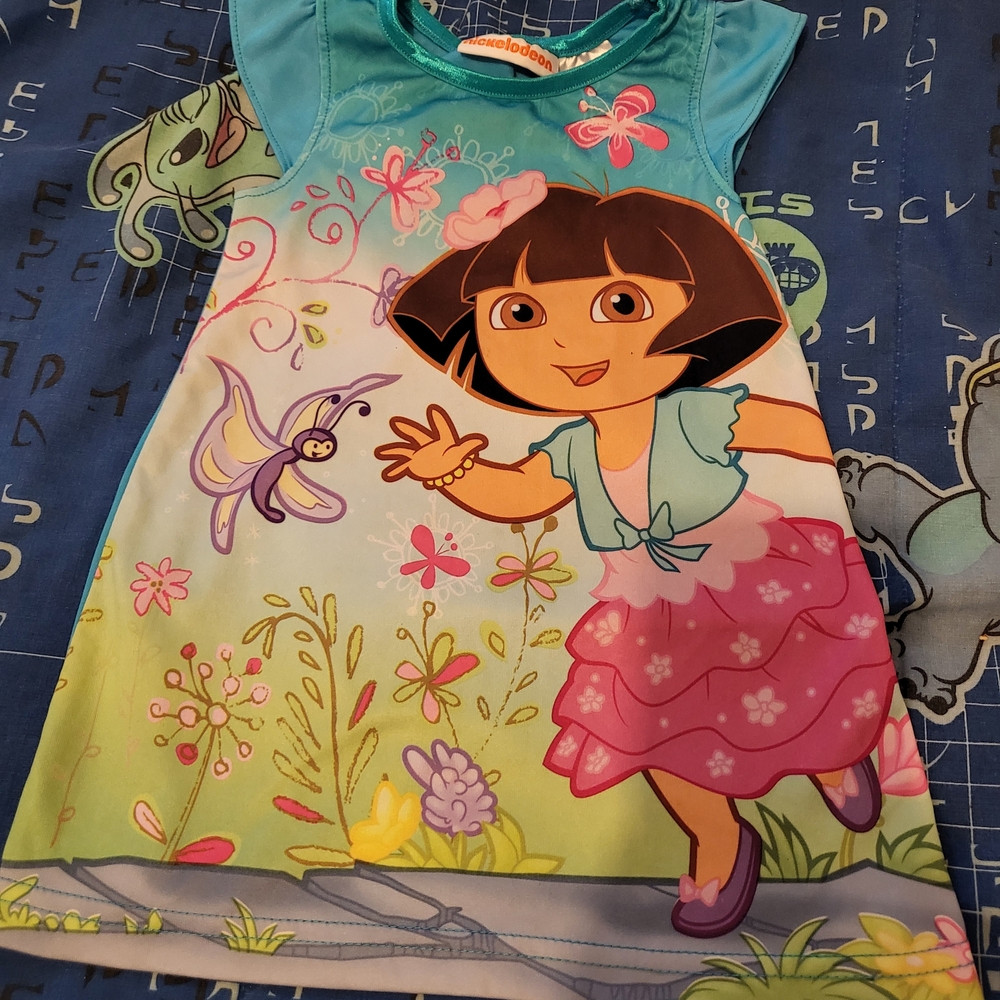 Nickelodeon Teal & Pink Butterfly Long Top Girls 12m Flawed